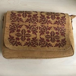 New Authentic Cork Crossbody Handbag From Portugal w/ Snap Fold and Full Zipper